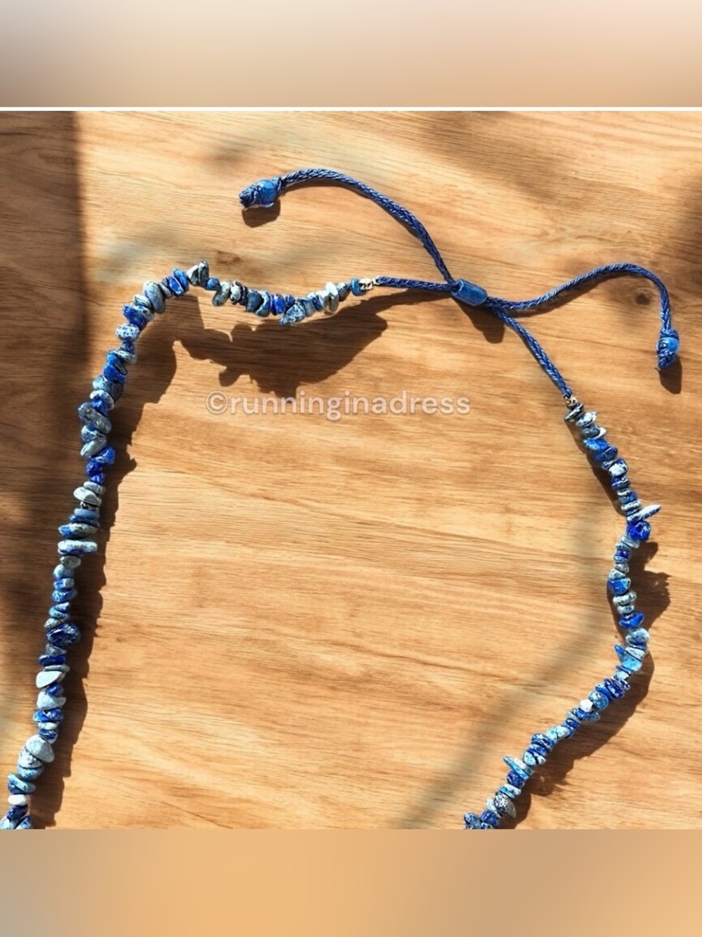 Free People Lapis Lazuli Beaded Necklace Blue Coastal Boho NWT - Picture 10 of 13